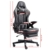 Trisens Gaming Stuhl im modernen Racing-Design mit ausziehbarer Fußstütze Gaming Chair mit verstellbaren Design Armlehnen ergonomischer Schreibtischstuhl mit extra Stützkissen, Farbe:Schwarz/Grau - 7