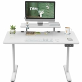 TRIUMPHKEY 120x60cm Schreibtisch Höhenverstellbar Regal Höhenverstellbarer Schreibtisch Ergonomischer Tischplatte Monitorablagen,Steh-Sitz Tisch Computertisch einfache Montage Home Office Weiß - 1