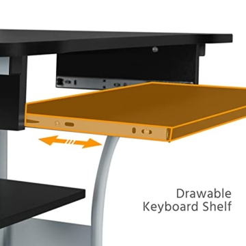 Yaheetech Schreibtisch mit Druckerregal Computertisch schwarz PC Tisch mit 4 Rollen 80 x 50 x 132 cm - 8