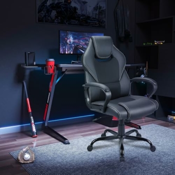 Zedelmaier Gaming Stuhl Gaming Sessel Ergonomischer Bürostuhl Gaming Stuhl Gamerstuhl mit Wippfunktion gepolsterter Rückenlehne höhenverstellbar Schreibtischstuhl Gaming Stuhl (Schwarz) - 2