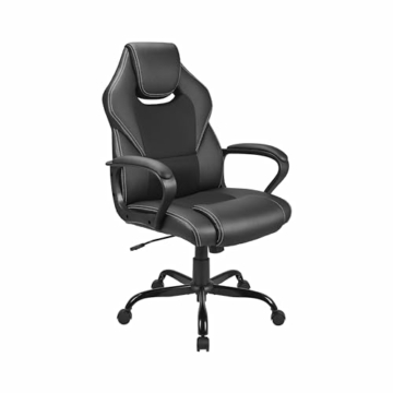 Zedelmaier Gaming Stuhl Gaming Sessel Ergonomischer Bürostuhl Gaming Stuhl Gamerstuhl mit Wippfunktion gepolsterter Rückenlehne höhenverstellbar Schreibtischstuhl Gaming Stuhl (Schwarz) - 1