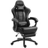 Dowinx Gaming Stuhl Ergonomischer Gamer Stuhl mit Lendenwirbelstütze, PC Bürostuhl Rückenlehne Verstellbarer Drehsessel mit Fußstütze (Schwarz) - 1