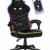 huzaro Force 4.4 RGB Black | LED Beleuchtung Gaming Stuhl Bürostuhl Schreibtischstuhl Ergonomischer Kunstleder Stoff | Kopfstütze Lendenkissen Höhenverstellbar Wippfunktion 130 kg belastbar | Schwarz - 1