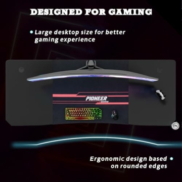 JUMMICO Groß Gaming Tisch 160cm, Gaming Schreibtisch PC Computertisch Ergonomischer Gamer Tisch zocker Tisch mit Kabelführungsfach, Kopfhörerhaken und Getränkehalter, 160 x 60cm, Schwarz - 4