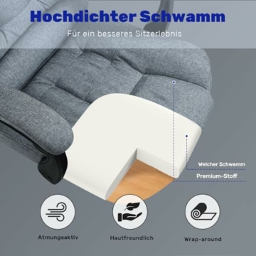 naspaluro Ergonomischer Bürostuhl, Schreibtischstuhl mit Hoher Rückenlehne und Höhenverstellbar, Chefsessel, Liegestuhl für Büro, Zuhause - 6