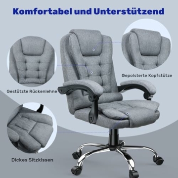 naspaluro Ergonomischer Bürostuhl, Schreibtischstuhl mit Hoher Rückenlehne und Höhenverstellbar, Chefsessel, Liegestuhl für Büro, Zuhause - 7